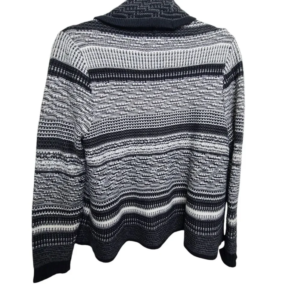 Charter Club Long Sleeve Gray Striped Open‎ Cardigan Shrug Womens SZ PM Career